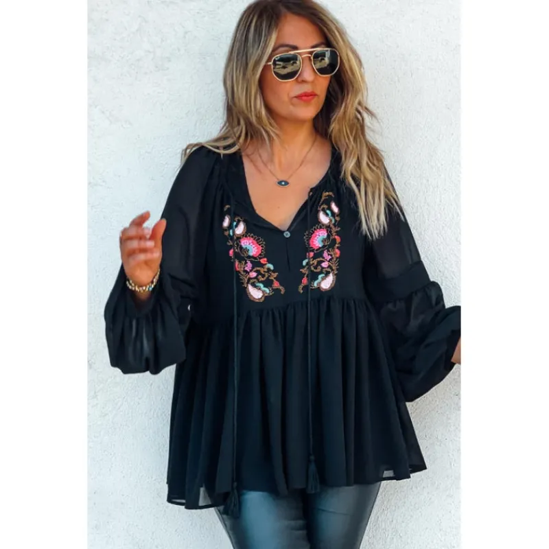 By KEVA Blouses<Blouse COACHELLA noire