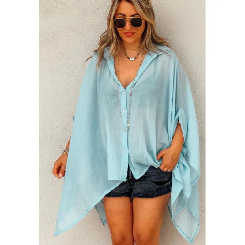 Selection Keva Chemises<Chemise KATE manches 3/4 bleu clair