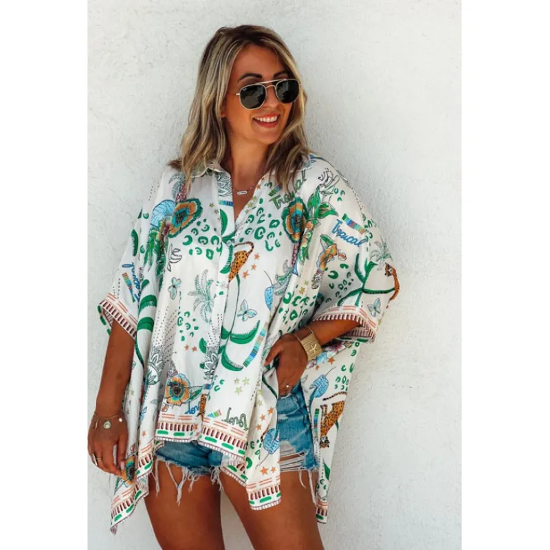 Selection Keva Chemises<Chemise TROPICAL manches 3/4 verte