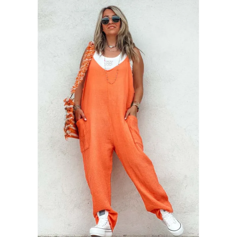 La Petite Boho Combinaisons<Combi pant NOELIA bretelles corail