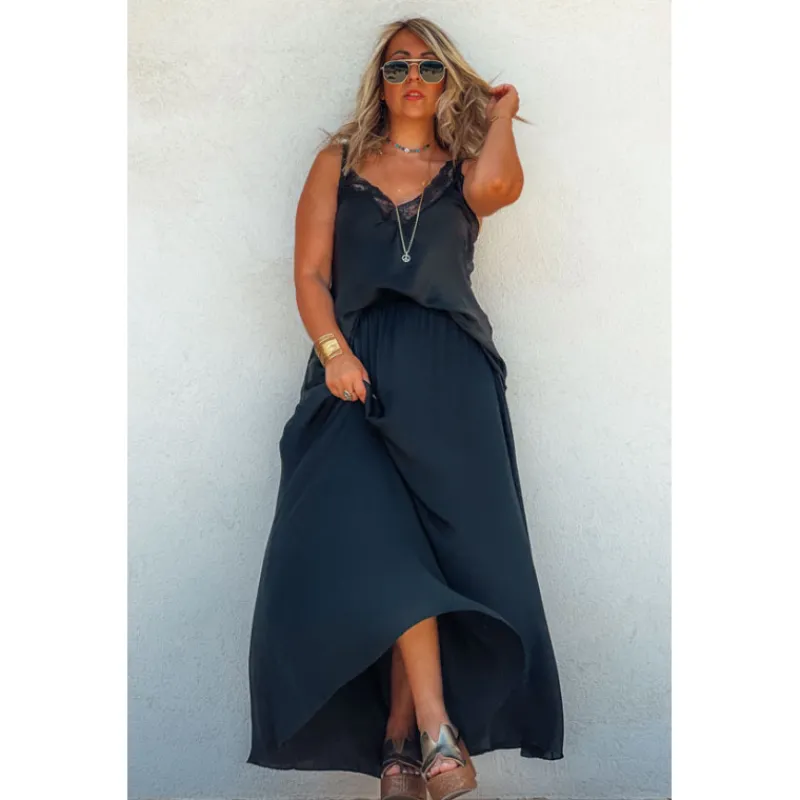 La Petite Boho Jupes<Jupe CALLIOPEE longue noire