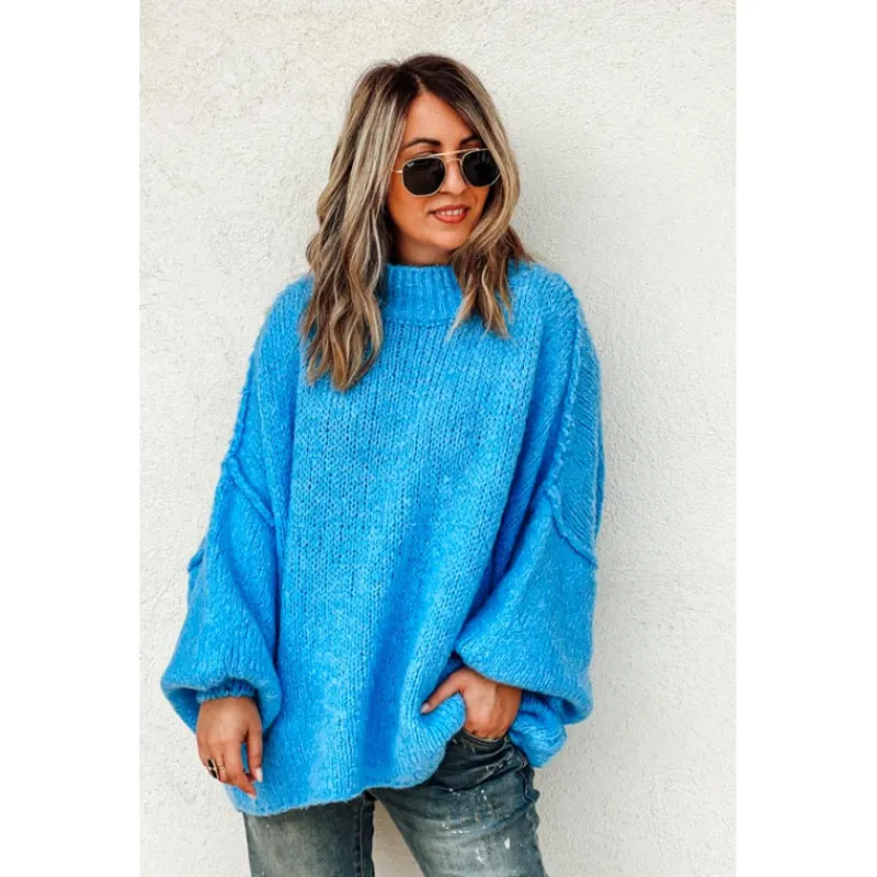 La Petite Boho Mailles | Pulls<Pull AMARO bleu ciel