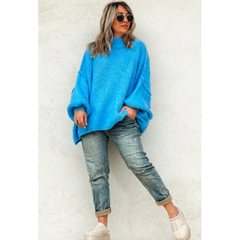 La Petite Boho Mailles | Pulls<Pull AMARO bleu ciel