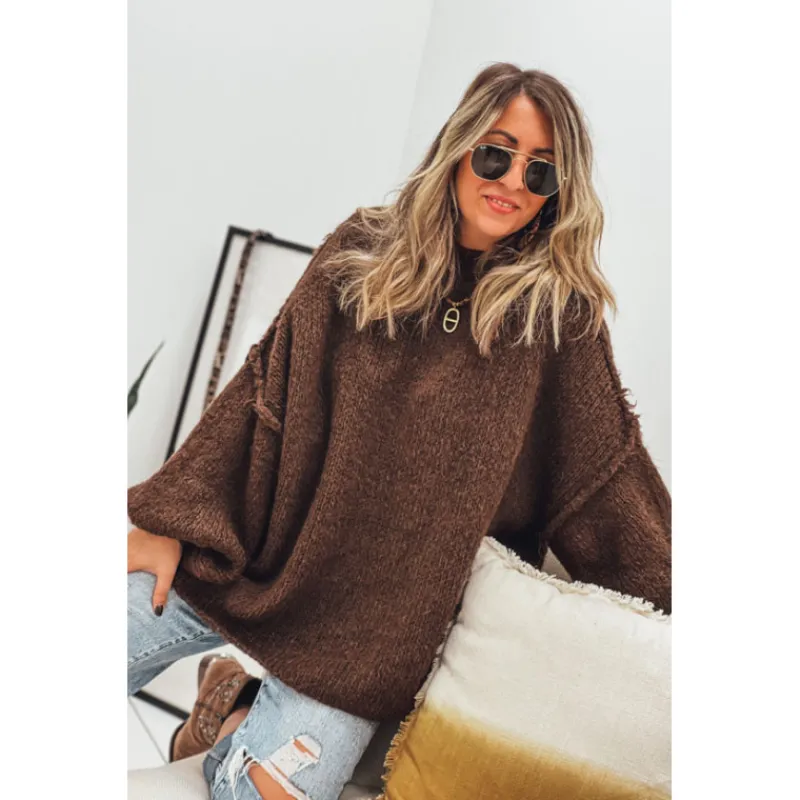 La Petite Boho Mailles | Pulls<Pull AMARO chocolat