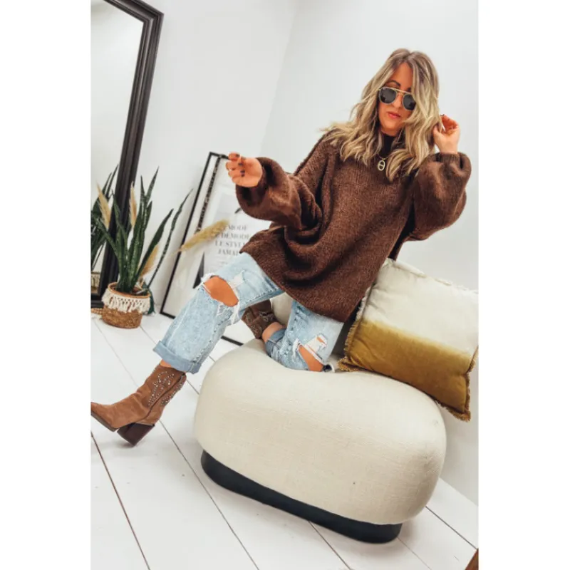 La Petite Boho Mailles | Pulls<Pull AMARO chocolat