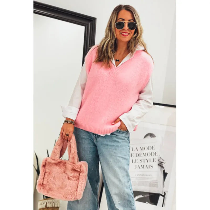 Selection Keva Mailles | Pulls<Pull FRANKLIN sans manches rose clair