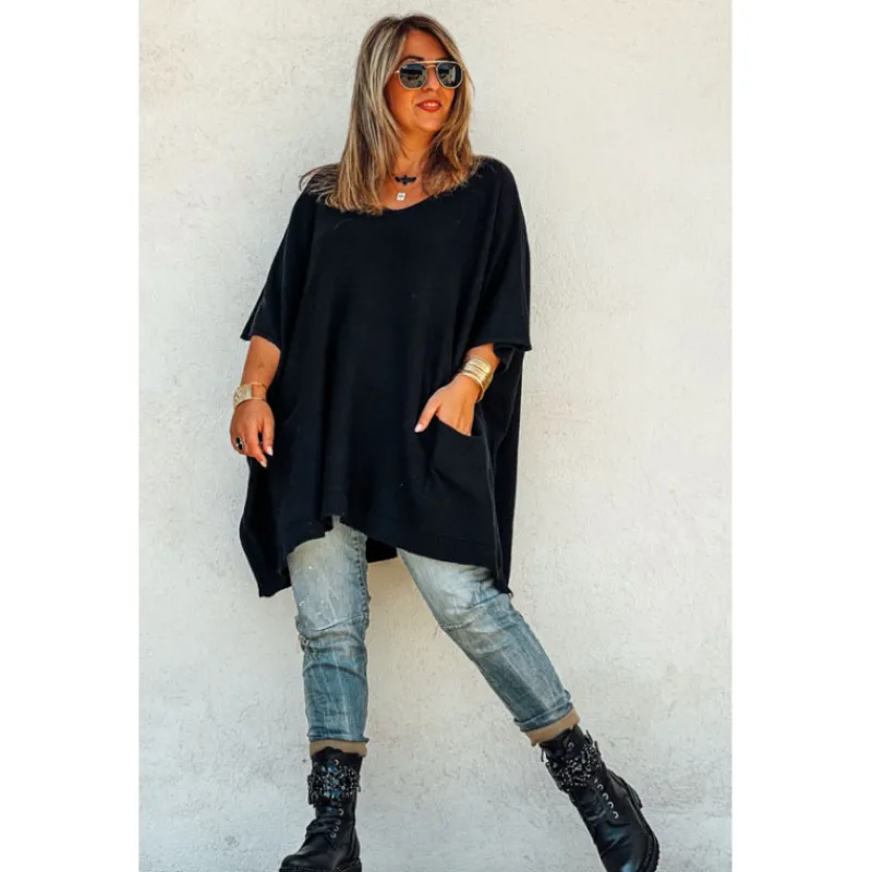 La Petite Boho Pulls<Pull KRISS long manches 3/4 noir