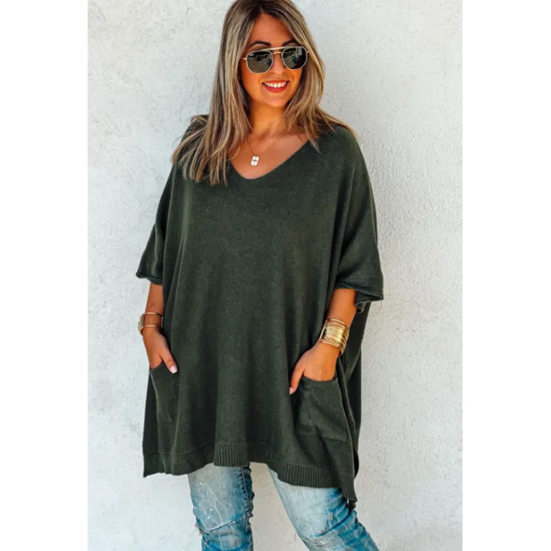 La Petite Boho Pulls<Pull KRISS long manches 3/4 vert