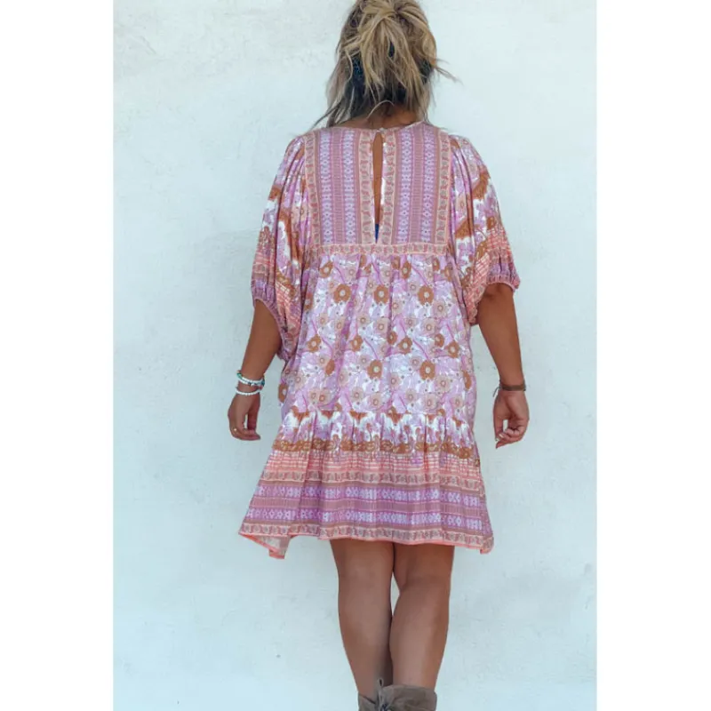 Jaase Robes Courtes | Robes Courtes<Robe CECINA Courte Manches courtes Rose Clair