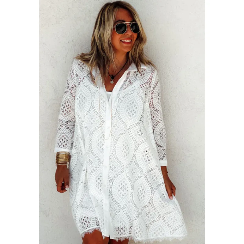 By KEVA Robes Courtes | Robes Courtes<Robe HIPPIE courte ecrue