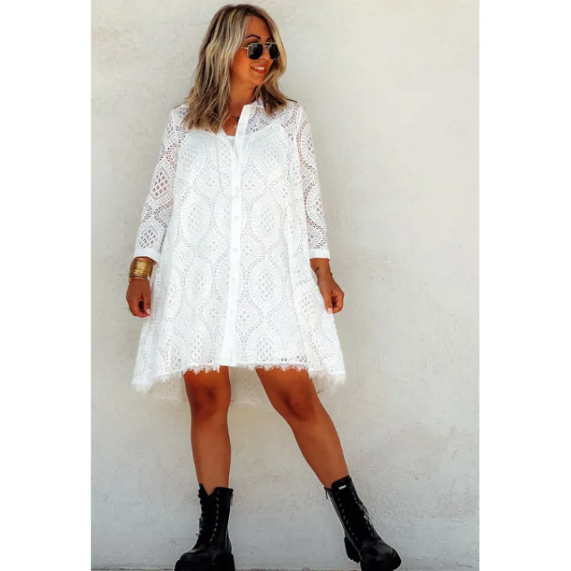 By KEVA Robes Courtes | Robes Courtes<Robe HIPPIE courte ecrue