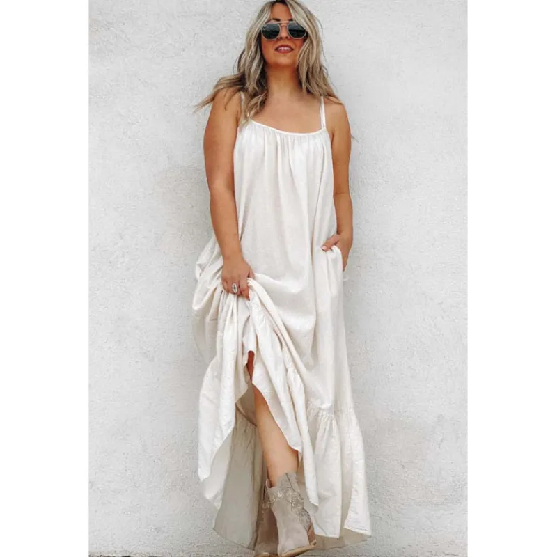 Banditas Robes Longues | Robes Longues<Robe ISIS longue bretelles beige