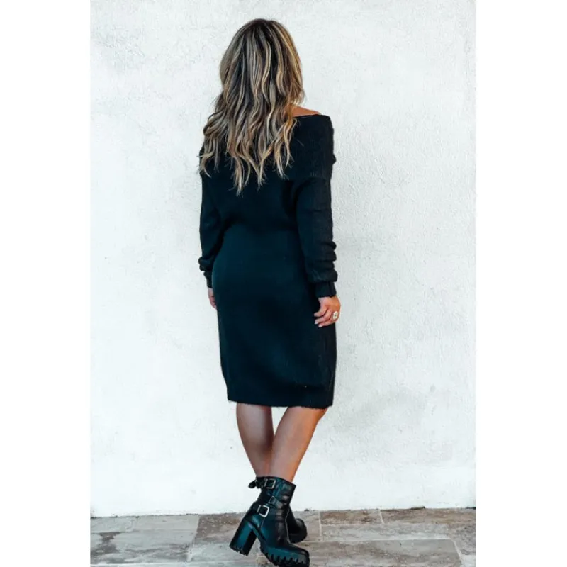 La Petite Boho Mailles | Robes Courtes<Robe pull courte TAYLOR noire