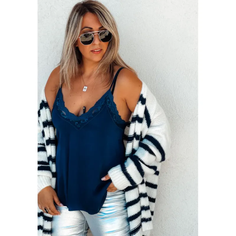 La Petite Boho T-Shirts Manches Courtes<Top bretelles RUBY bleu fonce