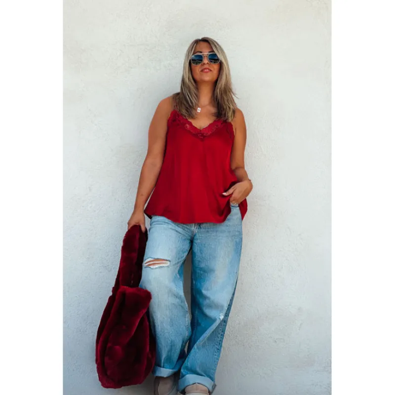 La Petite Boho T-Shirts Manches Courtes<Top bretelles RUBY bordeaux