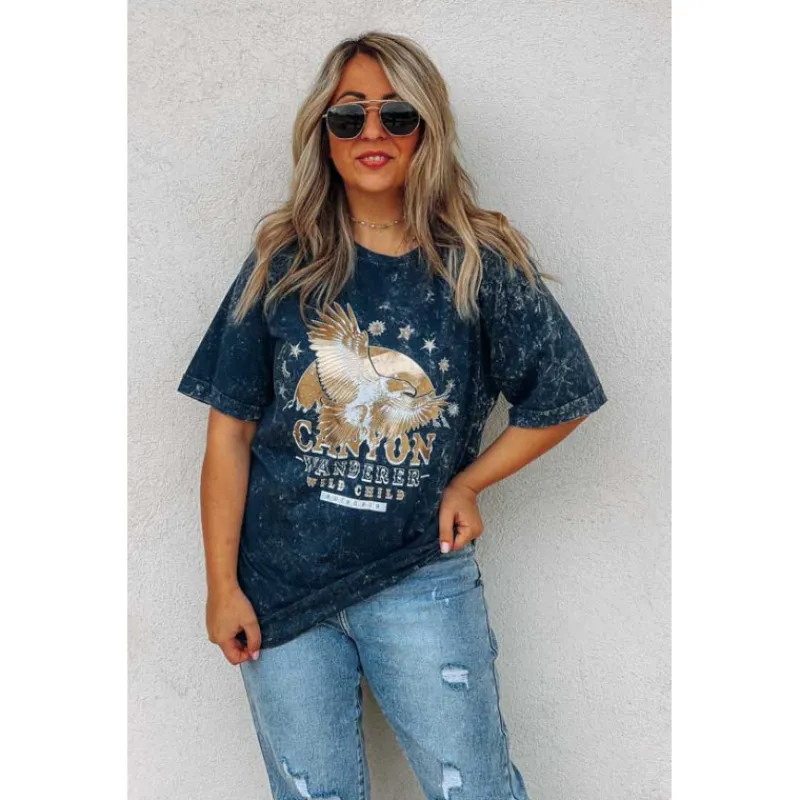 Selection Keva T-Shirts Manches Courtes | Tuniques<T-shirt long JADE manches courtes bleu vintage