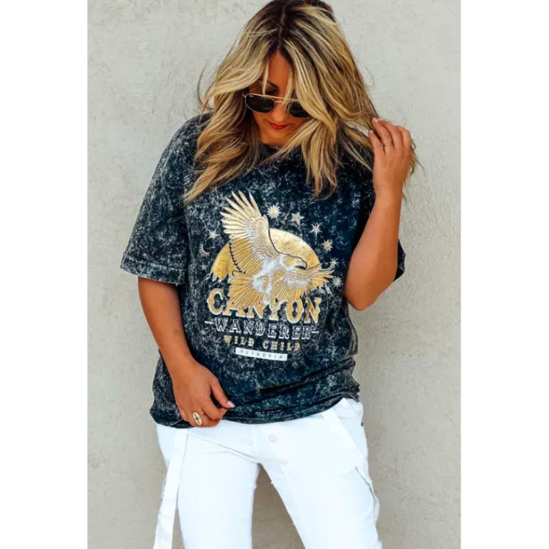 Selection Keva T-Shirts Manches Courtes | Tuniques<T-shirt long JADE manches courtes noir vintage
