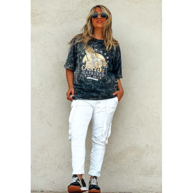 Selection Keva T-Shirts Manches Courtes | Tuniques<T-shirt long JADE manches courtes noir vintage