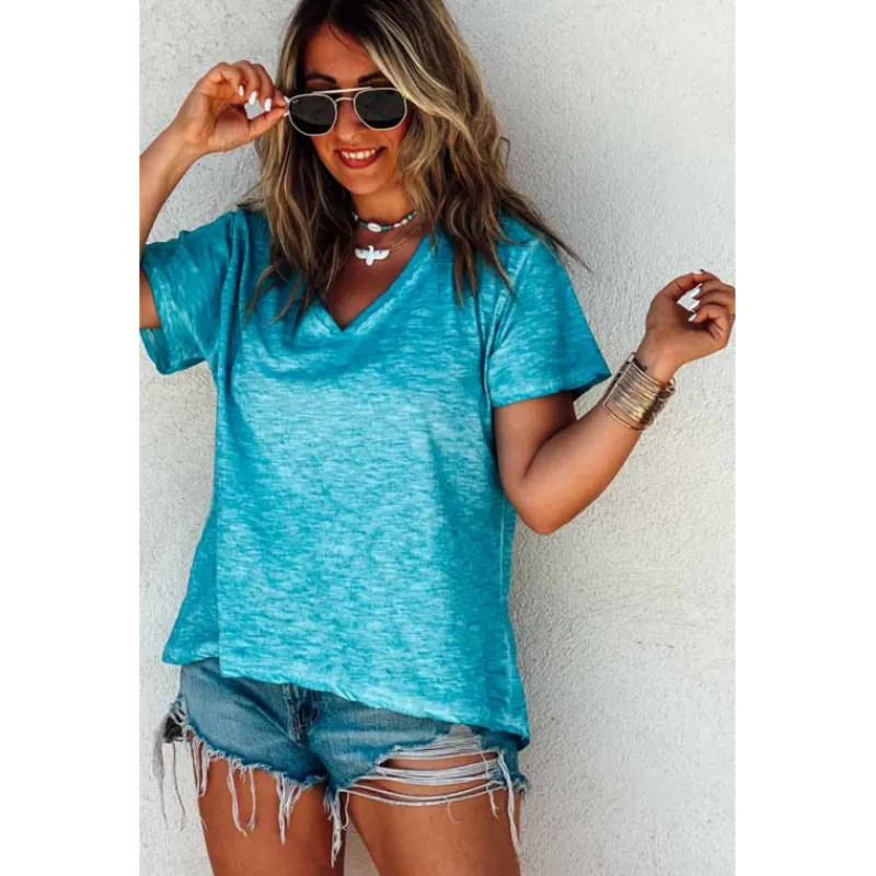 Selection Keva T-Shirts Manches Courtes<T-shirt TRAVIS manches courtes bleu indigo