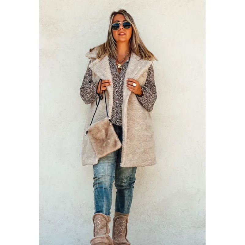 La Petite Boho Vestes<Veste ANNA sans manches beige